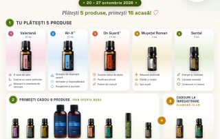 Oferta BOGO dōTERRA 20–27 octombrie 2026: plătești 5 produse, primești 16 acasă
